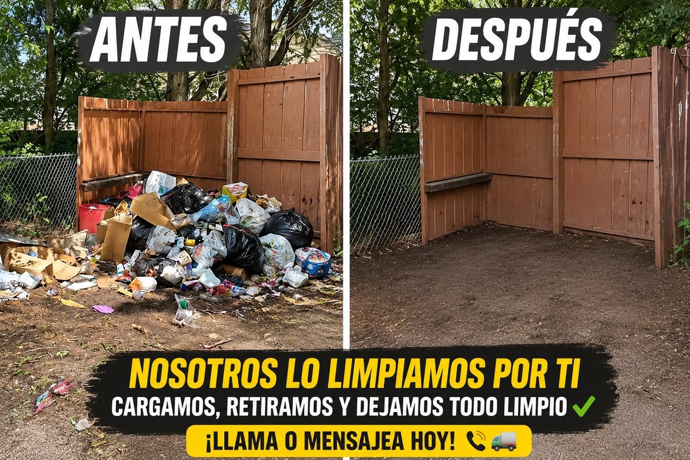ParoJunks before-and-after promotional graphic reading ANTES / DESPUES, nosotros lo limpiamos por ti